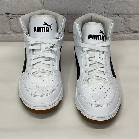 Puma Rebound LayUp High Top Sneakers 369573-24 Men's Size 9.5 White/Black Sports - Picture 1 of 9